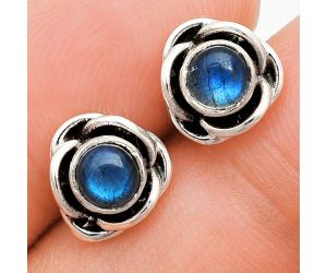 Blue Fire Labradorite Stud Earrings EXE01695 E-1248, 5x5 mm