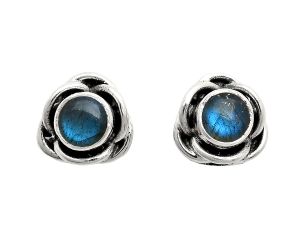 Blue Fire Labradorite Stud Earrings EXE01695 E-1248, 5x5 mm