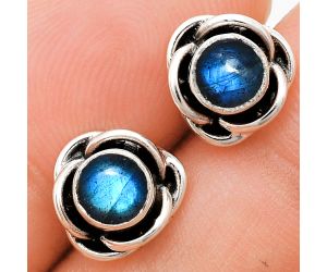 Blue Fire Labradorite Stud Earrings EXE01696 E-1248, 5x5 mm