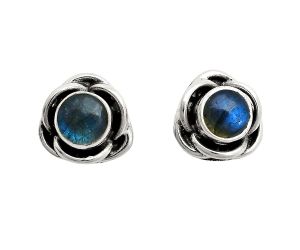 Blue Fire Labradorite Stud Earrings EXE01696 E-1248, 5x5 mm