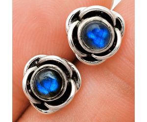 Blue Fire Labradorite Stud Earrings EXE01697 E-1248, 5x5 mm