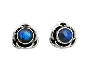 Blue Fire Labradorite Stud Earrings EXE01697 E-1248, 5x5 mm