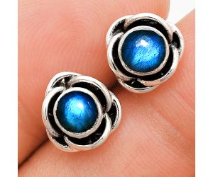 Blue Fire Labradorite Stud Earrings EXE01698 E-1248, 5x5 mm