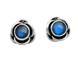 Blue Fire Labradorite Stud Earrings EXE01698 E-1248, 5x5 mm