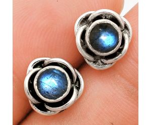 Blue Fire Labradorite Stud Earrings EXE01699 E-1248, 5x5 mm