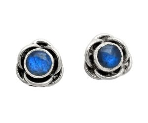 Blue Fire Labradorite Stud Earrings EXE01699 E-1248, 5x5 mm