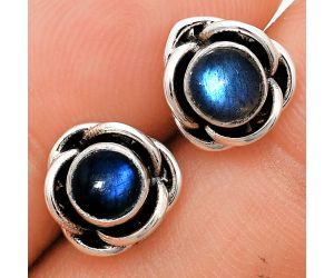 Blue Fire Labradorite Stud Earrings EXE01700 E-1248, 5x5 mm