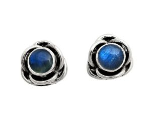 Blue Fire Labradorite Stud Earrings EXE01700 E-1248, 5x5 mm