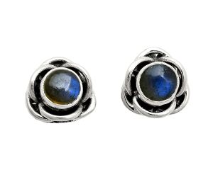 Blue Fire Labradorite Stud Earrings EXE01701 E-1248, 5x5 mm