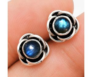 Blue Fire Labradorite Stud Earrings EXE01702 E-1248, 5x5 mm