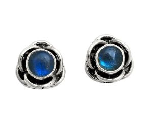 Blue Fire Labradorite Stud Earrings EXE01702 E-1248, 5x5 mm