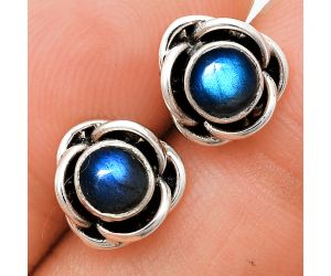 Blue Fire Labradorite Stud Earrings EXE01703 E-1248, 5x5 mm