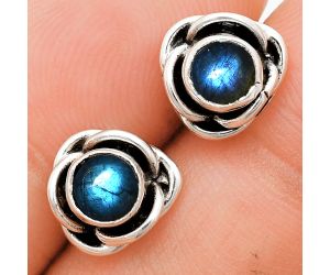 Blue Fire Labradorite Stud Earrings EXE01704 E-1248, 5x5 mm