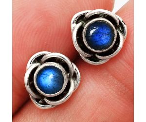 Blue Fire Labradorite Stud Earrings EXE01705 E-1248, 5x5 mm