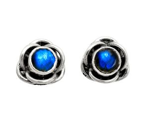 Blue Fire Labradorite Stud Earrings EXE01705 E-1248, 5x5 mm