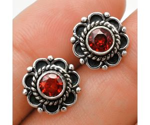 Hessonite Garnet Stud Earrings EXE01746 E-1121, 5x5 mm