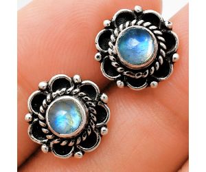 Rainbow Moonstone Stud Earrings EXE01812 E-1121, 5x5 mm