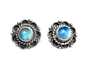 Rainbow Moonstone Stud Earrings EXE01812 E-1121, 5x5 mm