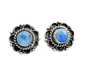 Rainbow Moonstone Stud Earrings EXE01817 E-1121, 5x5 mm