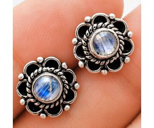 Rainbow Moonstone Stud Earrings EXE01818 E-1121, 5x5 mm