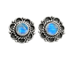 Rainbow Moonstone Stud Earrings EXE01818 E-1121, 5x5 mm