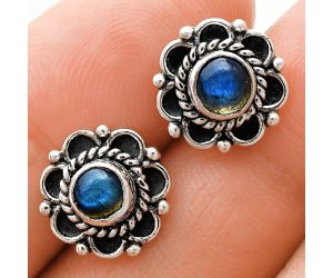 Blue Fire Labradorite Stud Earrings EXE01823 E-1121, 5x5 mm