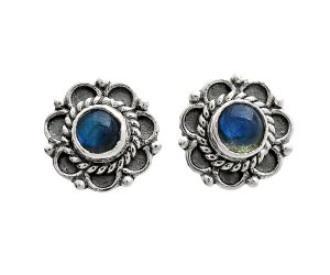 Blue Fire Labradorite Stud Earrings EXE01823 E-1121, 5x5 mm