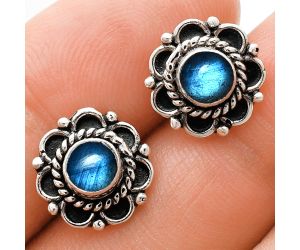 Blue Fire Labradorite Stud Earrings EXE01825 E-1121, 5x5 mm