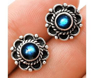 Blue Fire Labradorite Stud Earrings EXE01826 E-1121, 5x5 mm