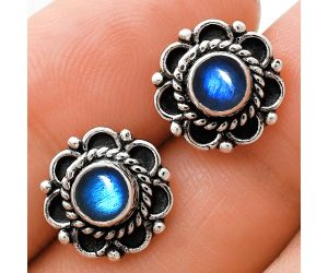 Blue Fire Labradorite Stud Earrings EXE01827 E-1121, 5x5 mm