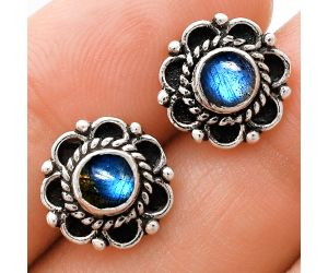 Blue Fire Labradorite Stud Earrings EXE01828 E-1121, 5x5 mm