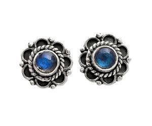 Blue Fire Labradorite Stud Earrings EXE01830 E-1121, 5x5 mm