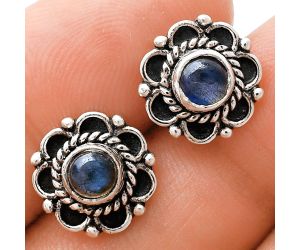 Blue Fire Labradorite Stud Earrings EXE01831 E-1121, 5x5 mm