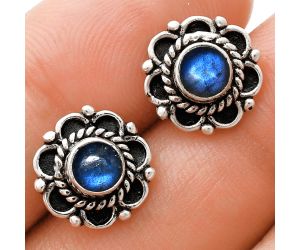 Blue Fire Labradorite Stud Earrings EXE01832 E-1121, 5x5 mm