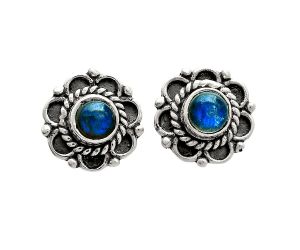 Blue Fire Labradorite Stud Earrings EXE01832 E-1121, 5x5 mm