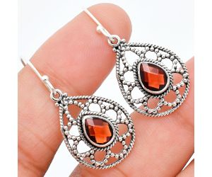 Hessonite Garnet Checker Briolette Earrings EXE01869 E-1251, 6x8 mm