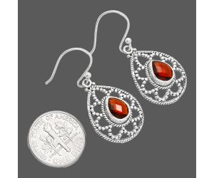 Hessonite Garnet Checker Briolette Earrings EXE01869 E-1251, 6x8 mm