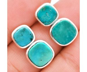 Natural Rare Turquoise Nevada Aztec Mt Earrings EXE01964 E-1252, 9x9 mm