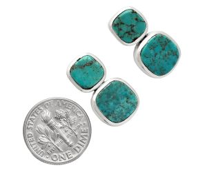 Natural Rare Turquoise Nevada Aztec Mt Earrings EXE01965 E-1252, 9x9 mm