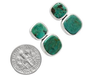 Natural Rare Turquoise Nevada Aztec Mt Earrings EXE01966 E-1252, 9x9 mm