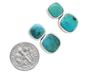 Natural Rare Turquoise Nevada Aztec Mt Earrings EXE01968 E-1252, 9x9 mm