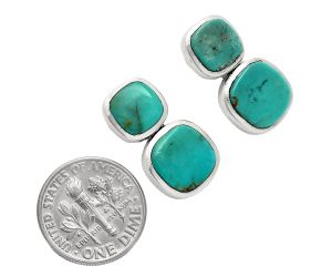 Natural Rare Turquoise Nevada Aztec Mt Earrings EXE01969 E-1252, 9x9 mm