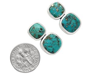 Natural Rare Turquoise Nevada Aztec Mt Earrings EXE01970 E-1252, 9x9 mm