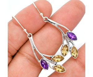 Citrine and Amethyst Earrings EXE01983 E-1253, 4x8 mm