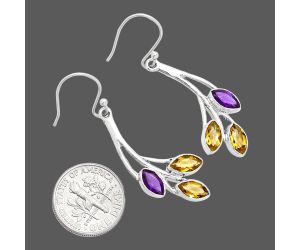 Citrine and Amethyst Earrings EXE01983 E-1253, 4x8 mm