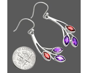 African Amethyst and Garnet Earrings EXE01998 E-1253, 4x8 mm