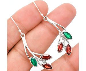 Hessonite Garnet and Green Onyx Earrings EXE02015 E-1253, 4x8 mm