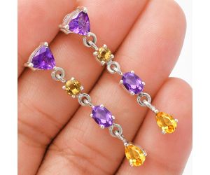 Amethyst and Citrine Earrings EXE02061 E-1061, 6x6 mm