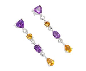 Amethyst and Citrine Earrings EXE02061 E-1061, 6x6 mm