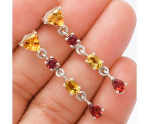 Citrine and Garnet Earrings EXE02078 E-1061, 6x6 mm